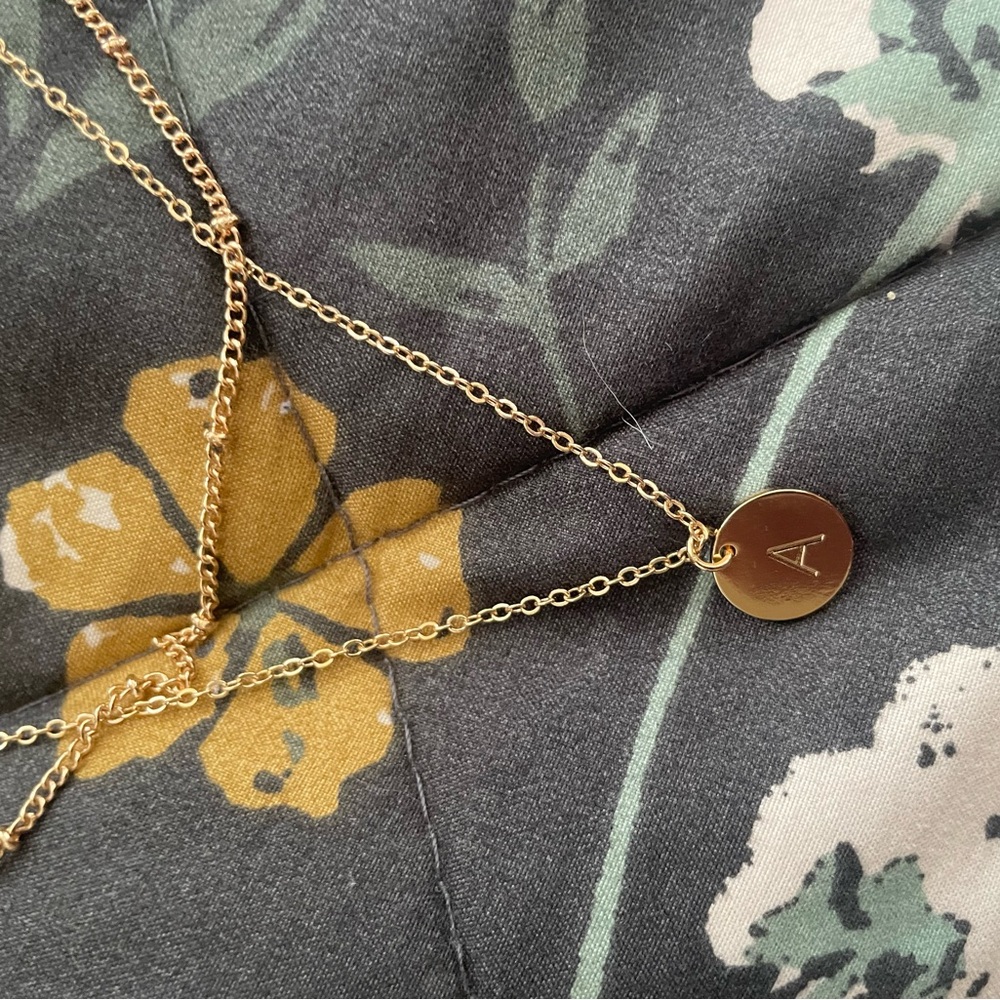 Two layer necklace with A initial